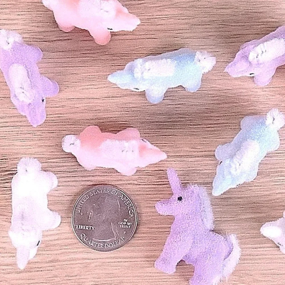 Miniature Flocked Unicorn Figurine - Mini Unicorn Figures - Crafts & Dioramas